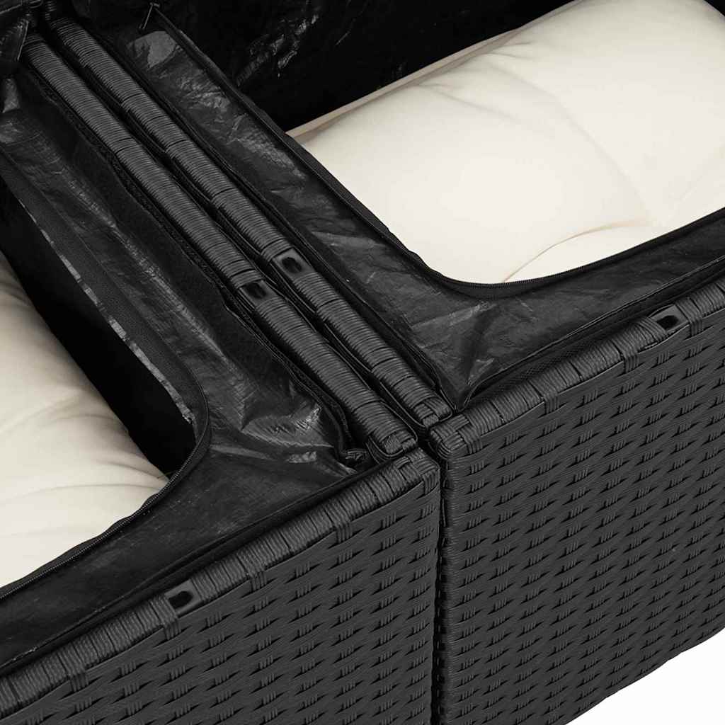 Sodo Sofų Rinkinys su saugykla 9 dalių Juoda Poli ratanas
