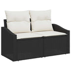 Sodo Sofų Rinkinys su saugykla 9 dalių Juoda Poli ratanas