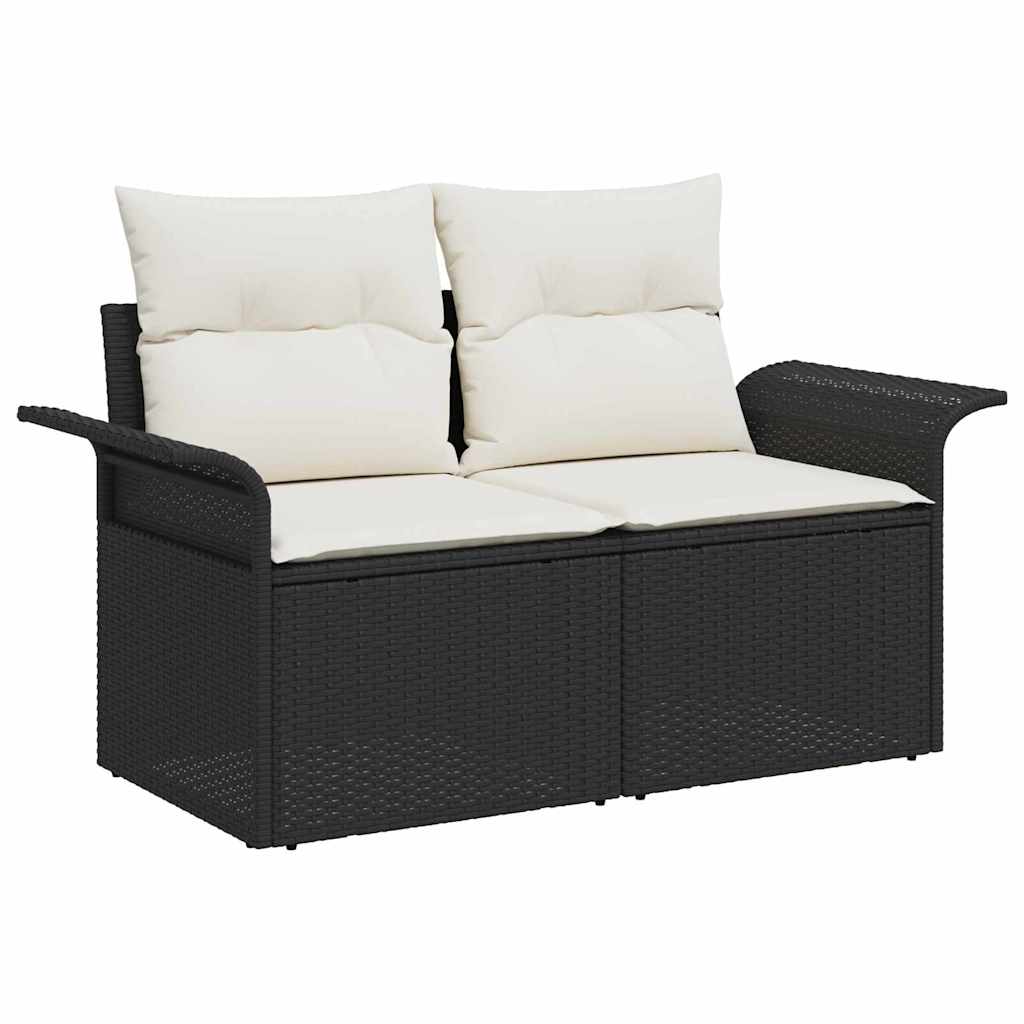 Sodo Sofų Rinkinys su pagalve 9 dalių Juoda poliratanas