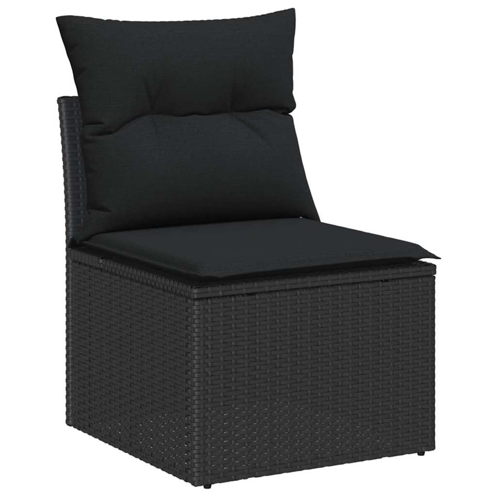 Sodo Sofų Rinkinys su pagalve 11 dalių Juoda poliratanas