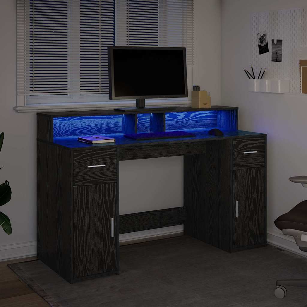 Stalas juoda ąžuolo 140 x 55 x 91 cm Apdirbta mediena