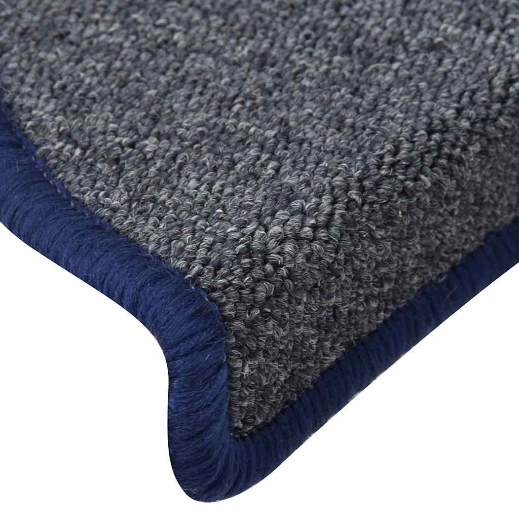Laiptų kilimėliai, 30 vnt., 56x17x3 cm, tamsiai pilki ir mėlyni, pusapvaliai