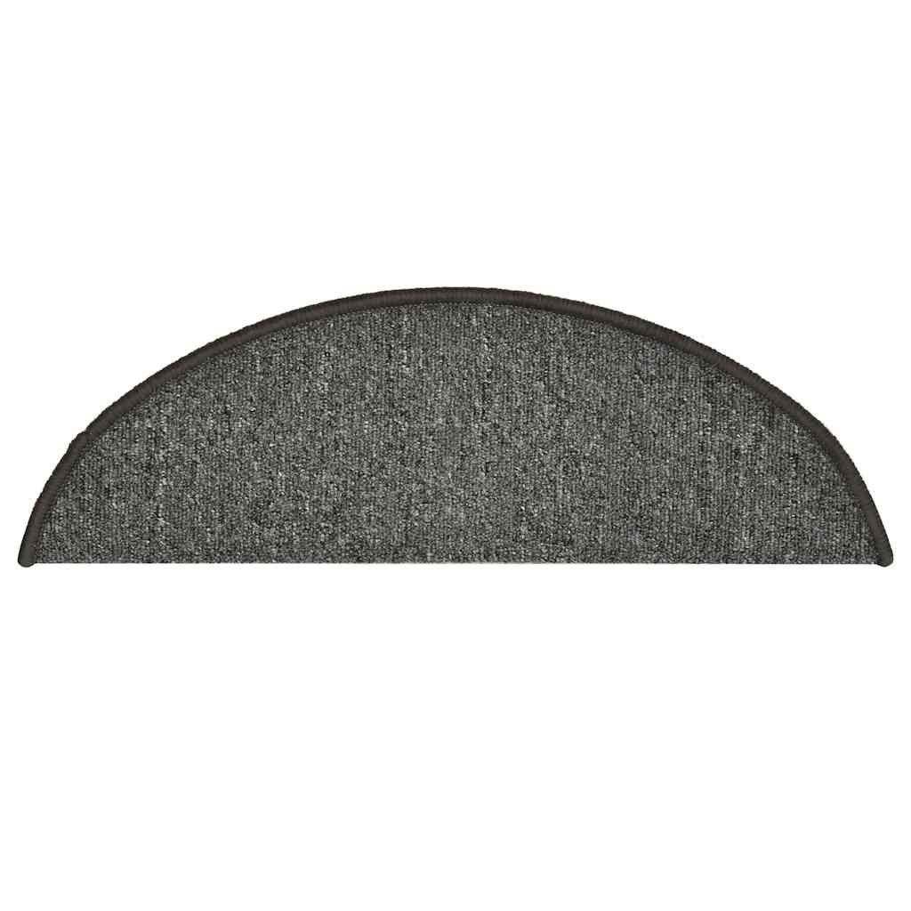 Laiptų kilimėliai, 30 vnt., 56x17x3 cm, tamsiai pilki, pusapvaliai