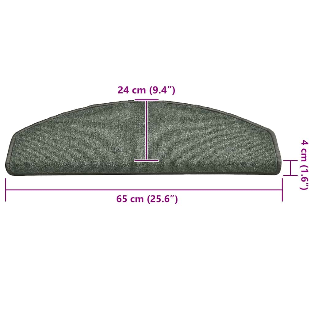 Laiptų kilimėliai, 30 vnt., 65x24x4 cm, tamsiai žali, pusapvaliai, dideli