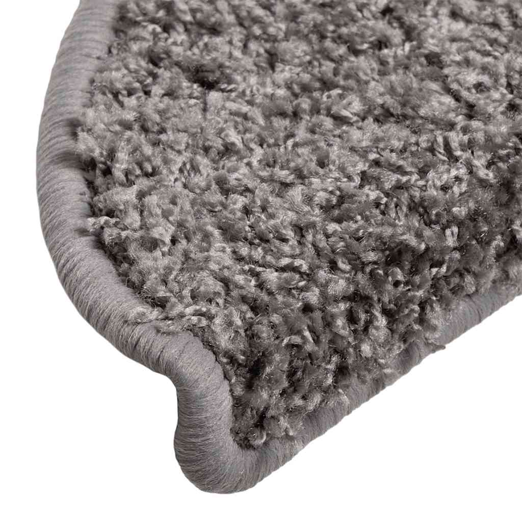 Laiptų kilimėliai, 30 vnt., pilki, 56x17x3 cm, pusapvaliai