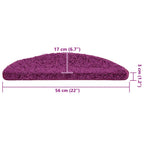 Laiptų kilimėliai, 30 vnt., 56x17x3 cm, violetiniai, pusapvaliai