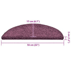 Laiptų kilimėliai, 30 vnt., 56x17x3 cm, tamsiai violetiniai, pusapvaliai