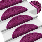 Laiptų kilimėliai, 20 vnt., 56x17x3 cm, violetiniai, pusapvaliai