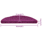 Laiptų kilimėliai, 20 vnt., 56x17x3 cm, violetiniai, pusapvaliai