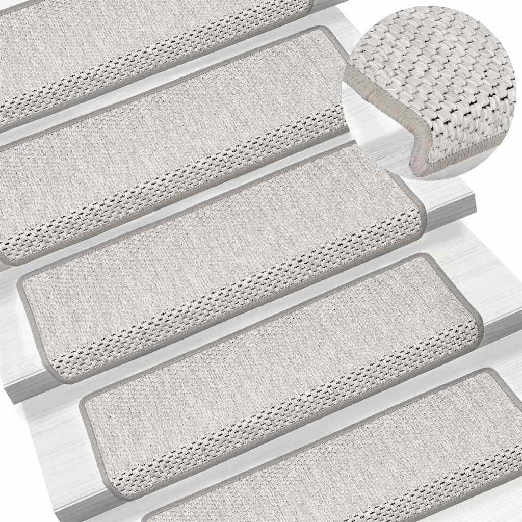 Laiptų kilimėliai Lipni Sisal-Look 30 vnt 65x21x4 cm Platina