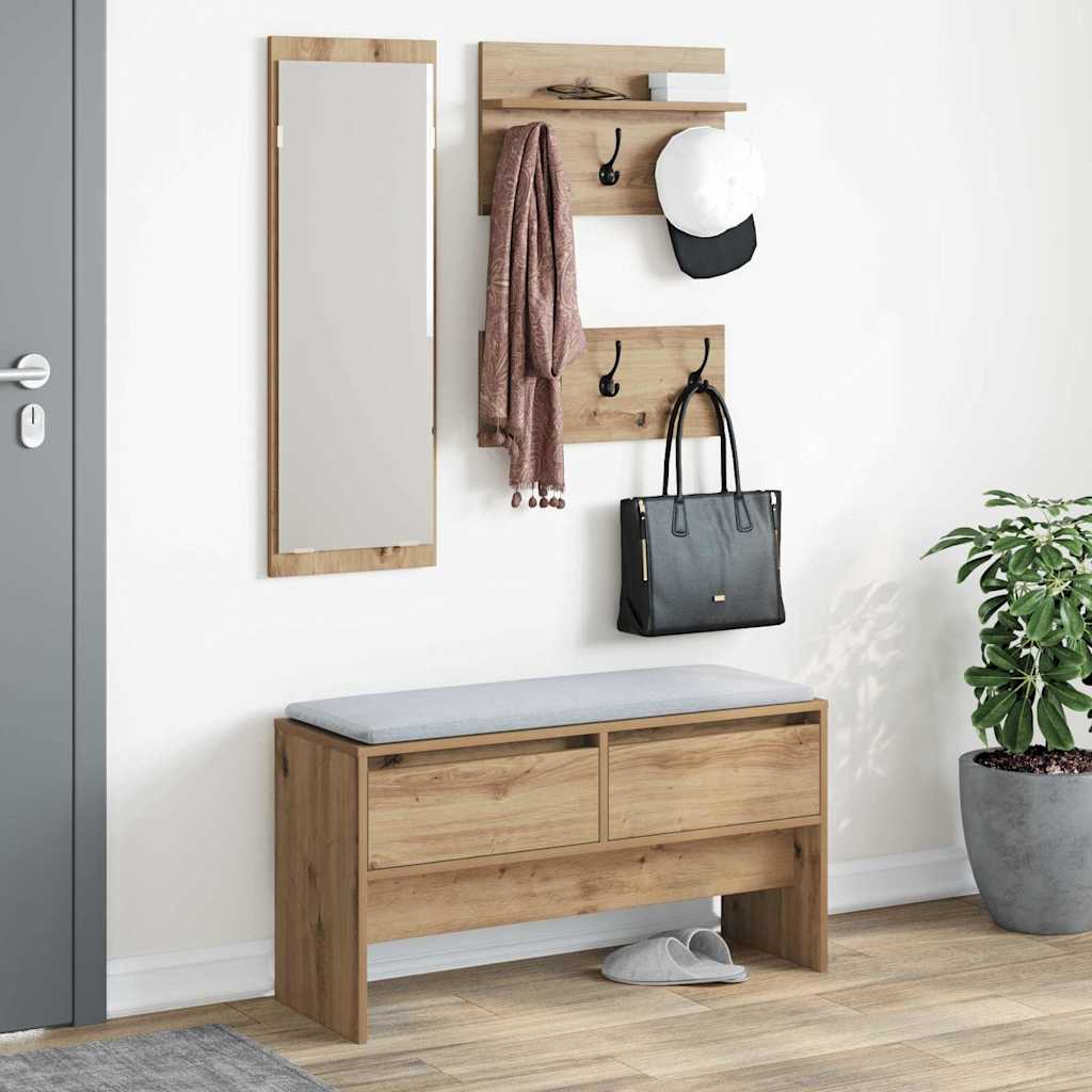 Prieškambario baldų komplektas su stalčių 4 pcs juoda ąžuolo