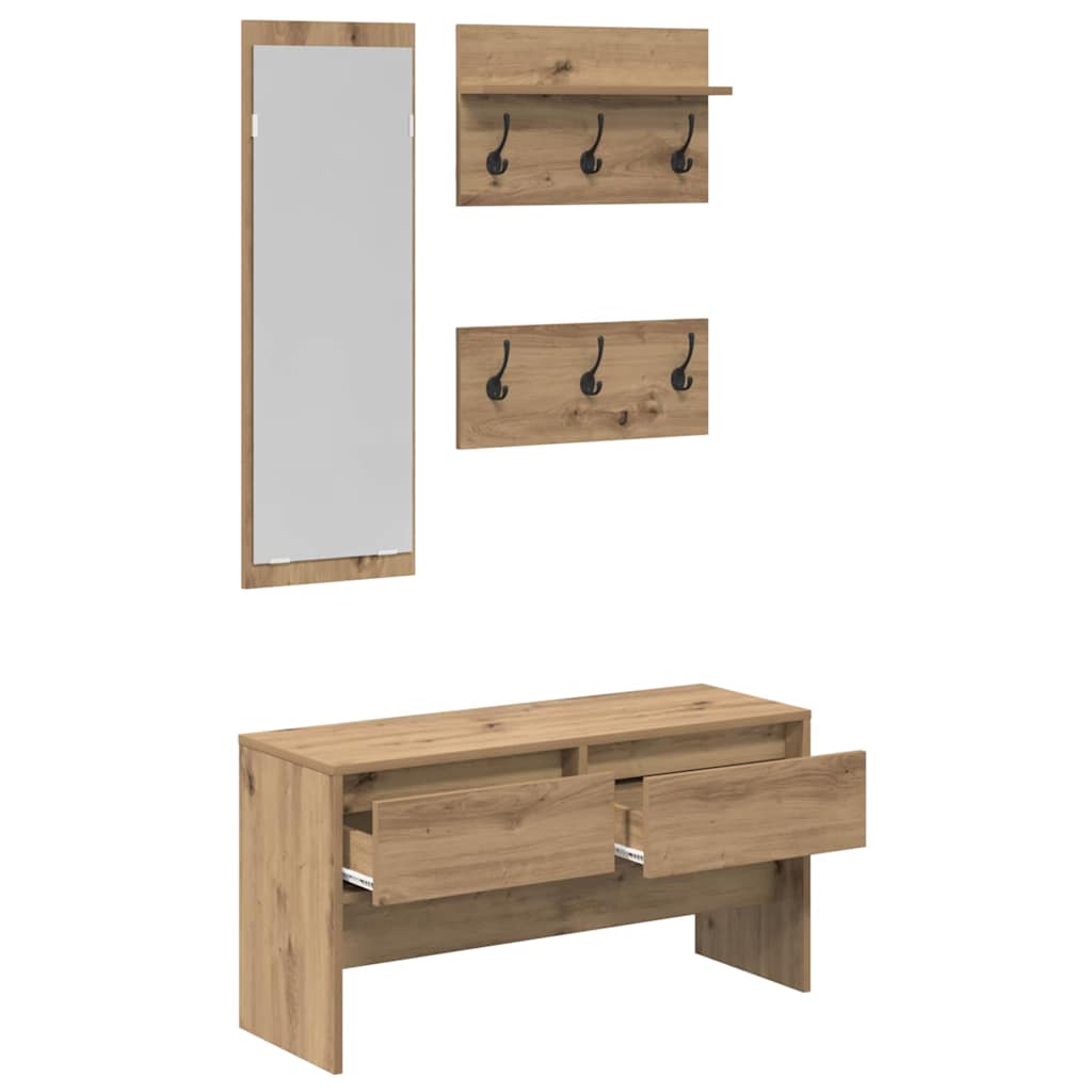 Prieškambario baldų komplektas su stalčių 4 pcs juoda ąžuolo