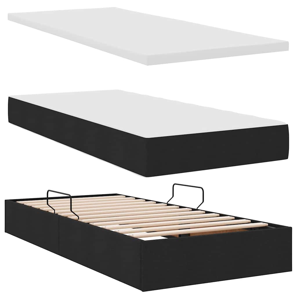 Saugos lova su čiužiniu Juoda 200 x 200 cm Dirbtinė oda