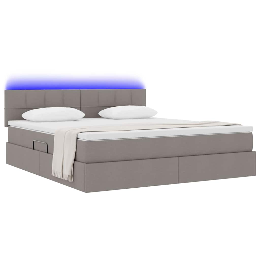 LED saugojimo lova su čiužiniu Taupe 160 x 200 cm Audinys