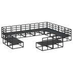 Sodo Sofų Rinkinys su pagalve 12 dalių Juoda Aliuminis
