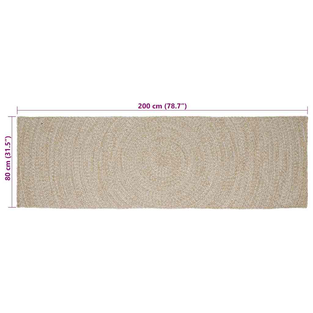 Zoninės kiliminės dangos Natūrali ir Balta 80 x 200 cm Džiutas