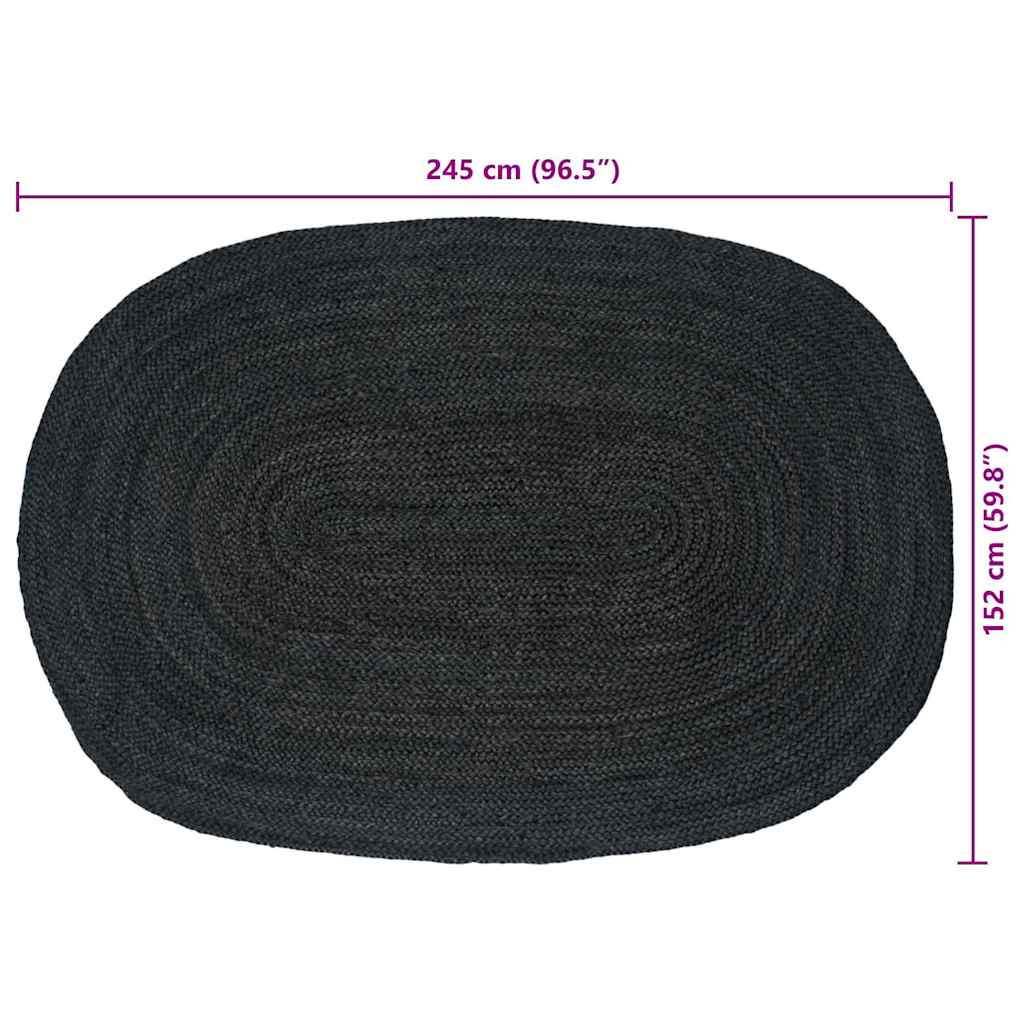 Zoninės kiliminės dangos Ovalo Juoda 152 x 245 cm Džiutas