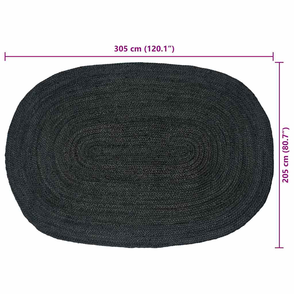 Zoninės kiliminės dangos Ovalo Juoda 205 x 305 cm Džiutas