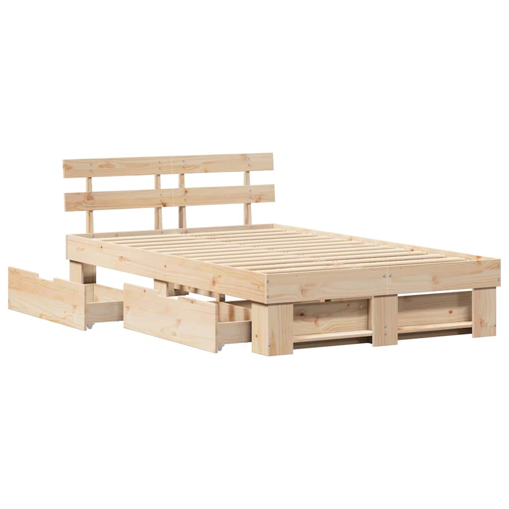 Lovos rėmas su stalčių Ruda 140 x 190 cm Kietos pušies mediena