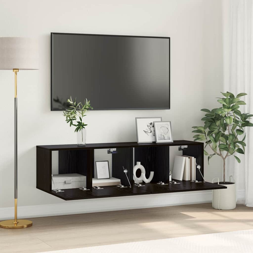 TV spintelių komplektas 2 pcs Juoda 60 x 30 x 30 cm