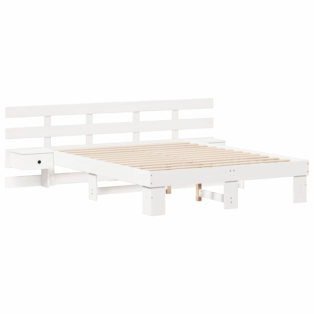 Lovos rėmas Balta 160 x 200 cm Kietos pušies mediena