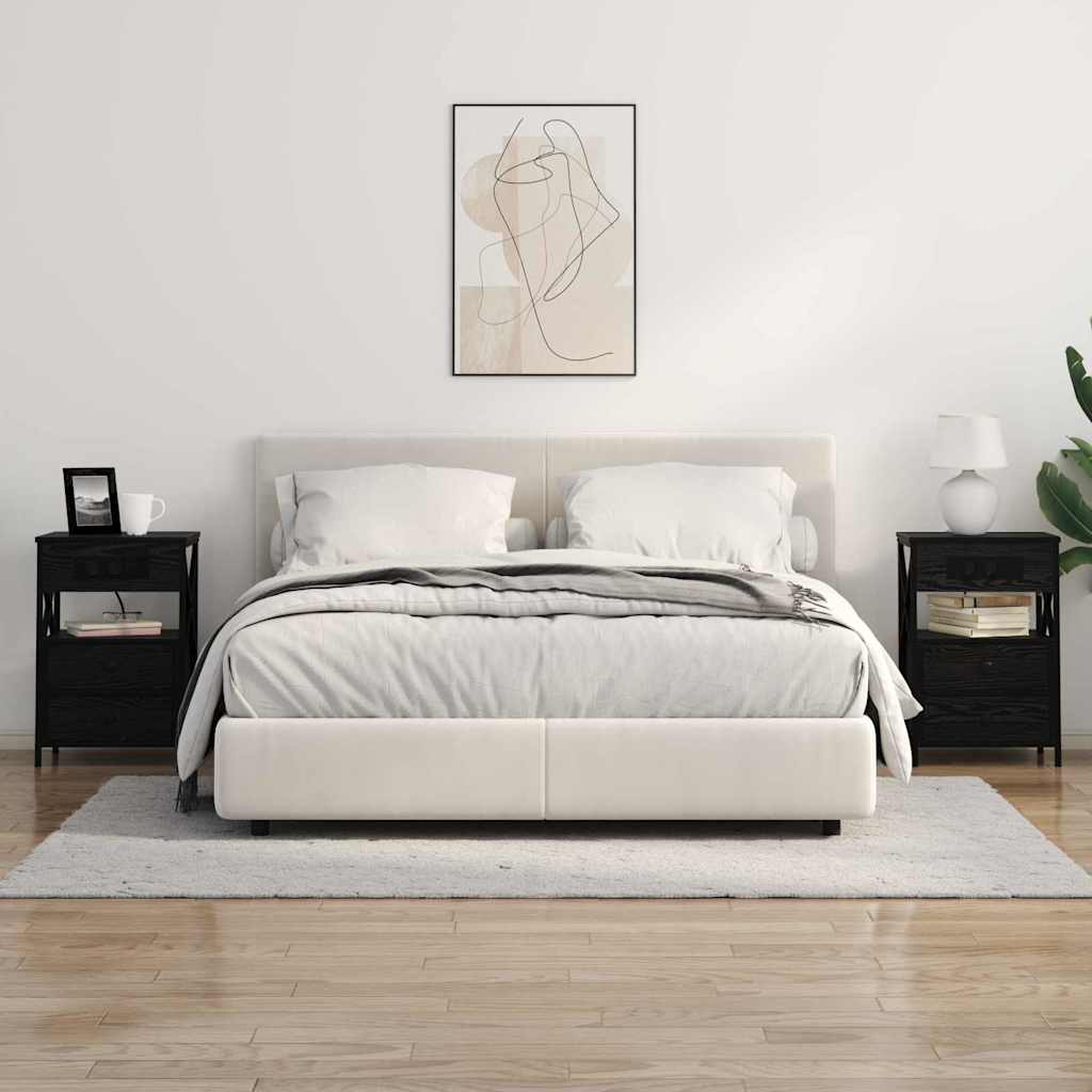 Šalia lovos spintelė 2 pcs juoda ąžuolo 40 x 31 x 60 cm