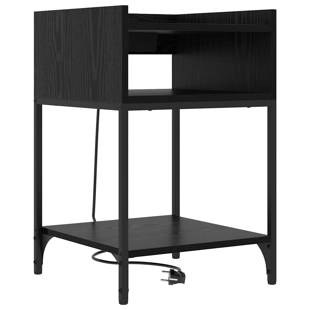 Naktinis staliukas 2 pcs juoda ąžuolo 40 x 40 x 61 cm
