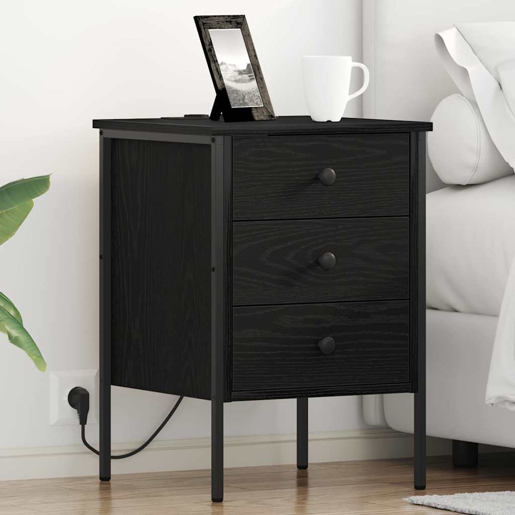 Šalia lovos spintelė 2 pcs juoda ąžuolo 42 x 41 x 61 cm