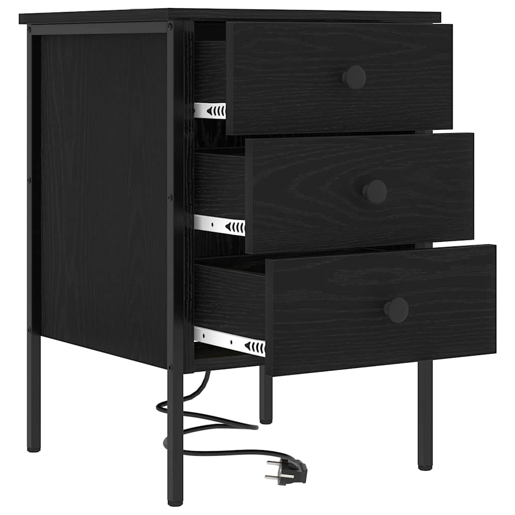 Šalia lovos spintelė 2 pcs juoda ąžuolo 42 x 41 x 61 cm