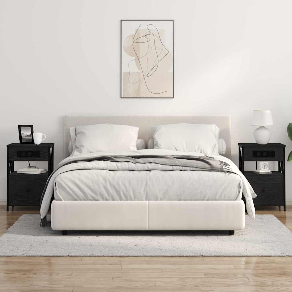 Šalia lovos spintelė 2 pcs juoda ąžuolo 40 x 31 x 60 cm