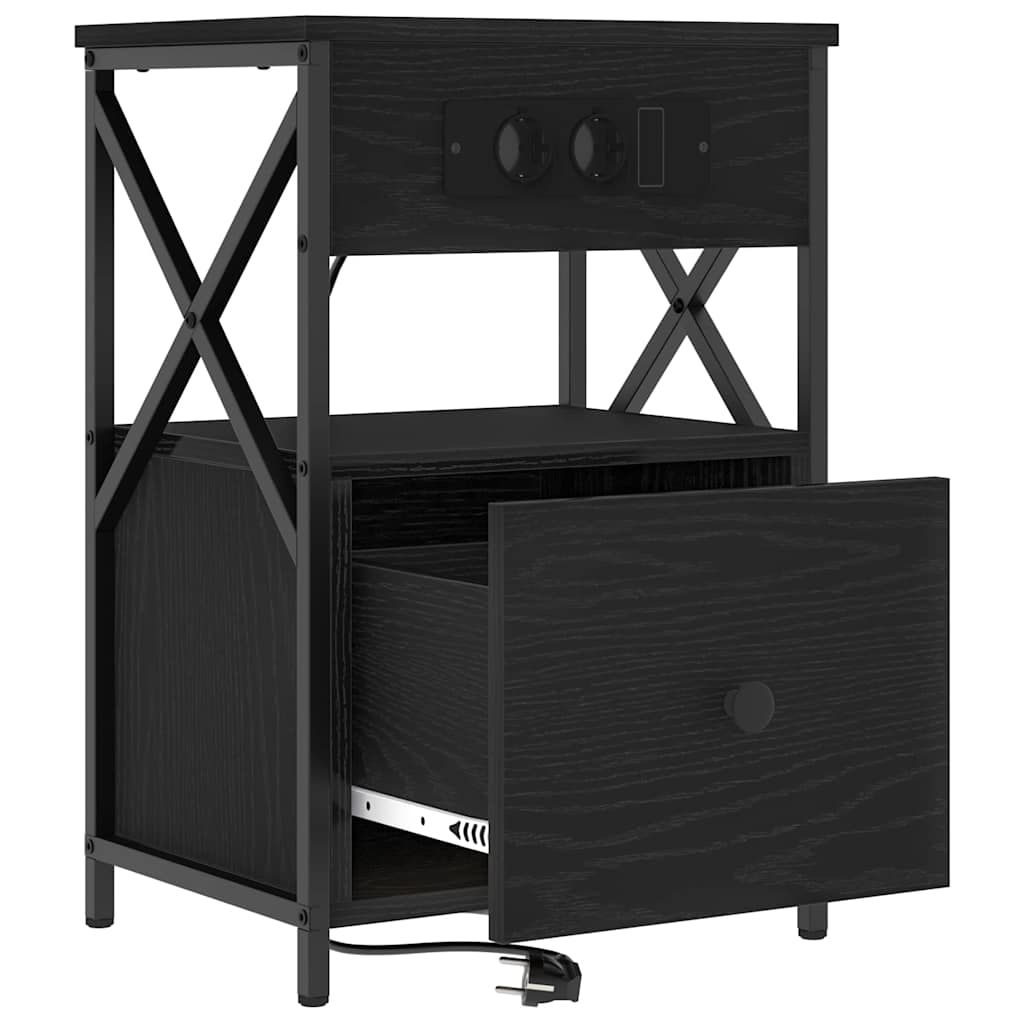 Šalia lovos spintelė 2 pcs juoda ąžuolo 40 x 31 x 60 cm