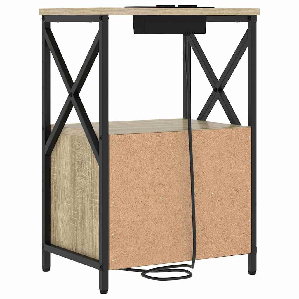 Naktinis staliukas su įkrovimo stotimi Sonoma ąžuolas