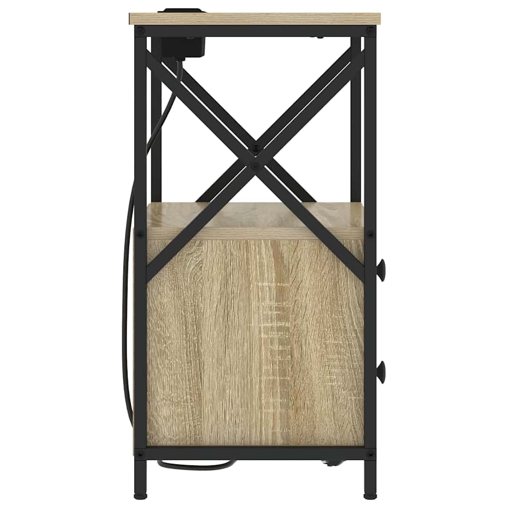 Naktinis staliukas su įkrovimo stotimi Sonoma ąžuolas