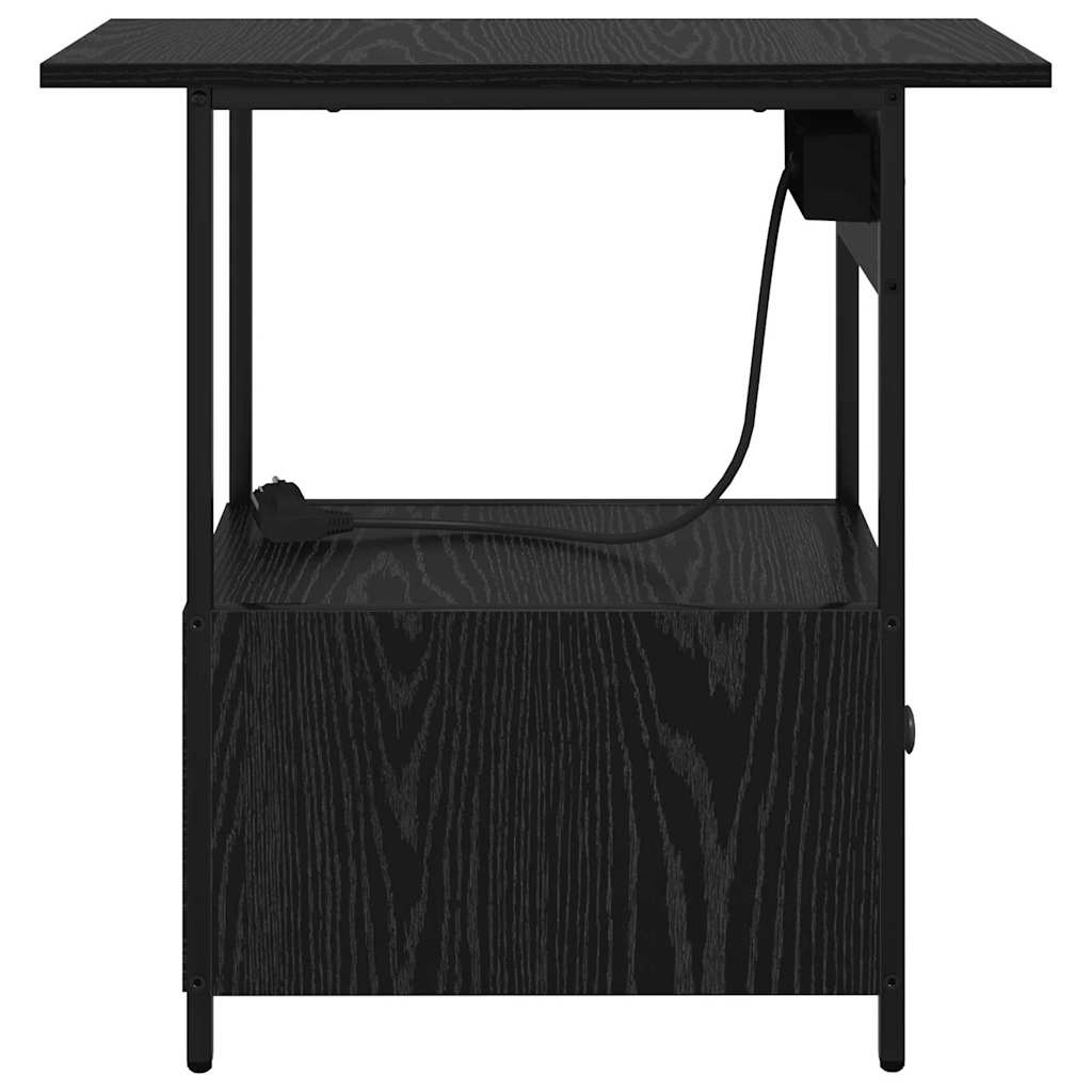 Šalia lovos spintelė su stalčių juoda ąžuolo 60 x 30 x 61 cm