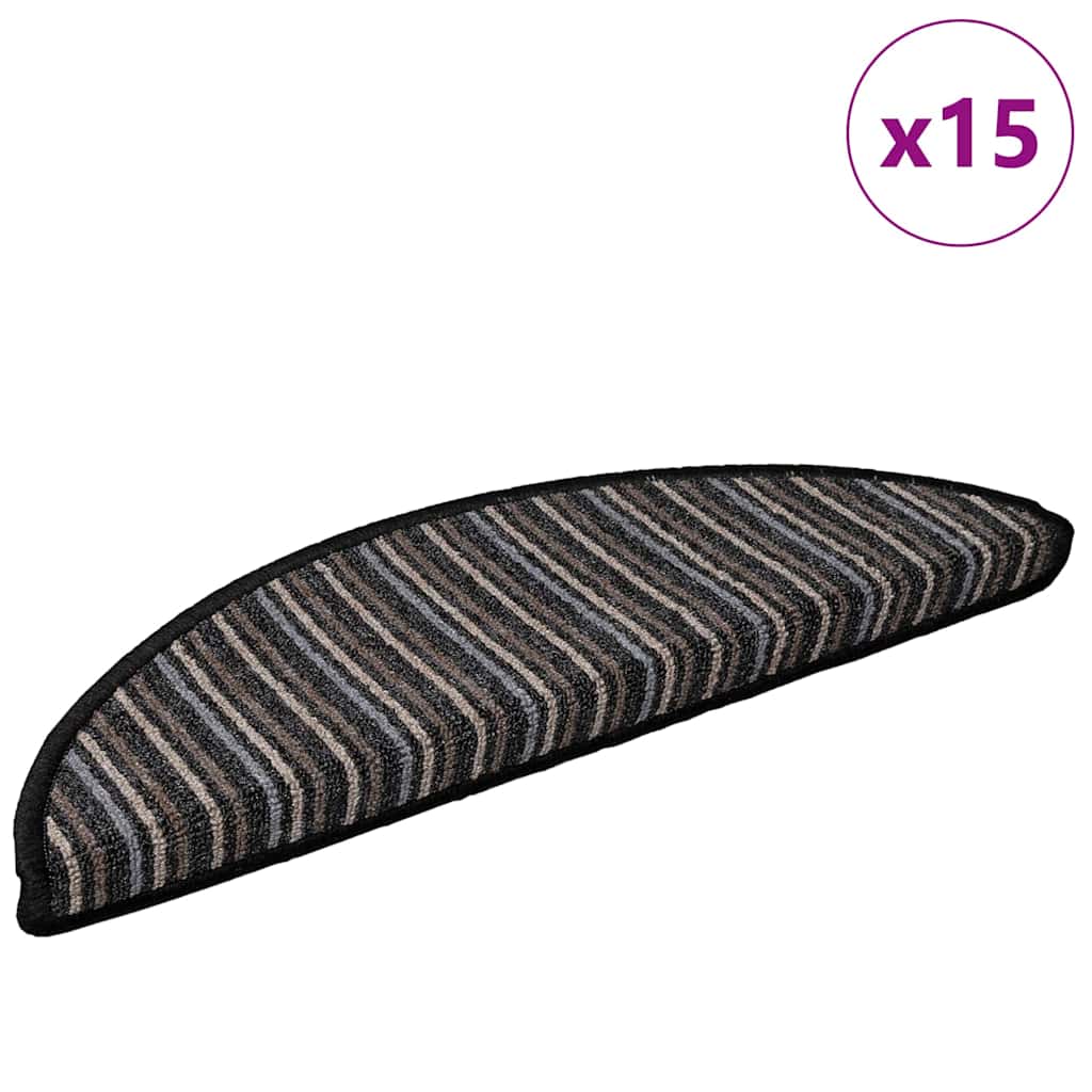 Savaime prilipantys laiptų kilimėliai 15 pcs Antracitas