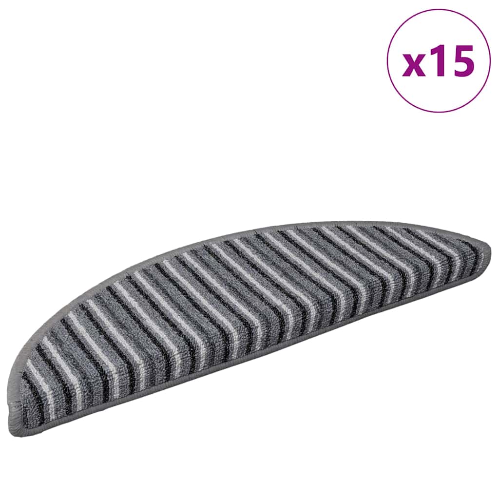 Savaime prilipantys laiptų kilimėliai 15 pcs Pilka