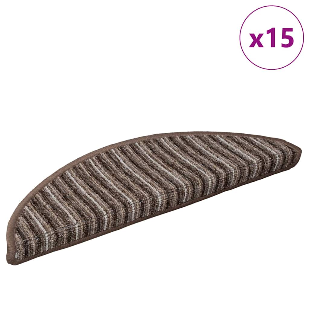 Savaime prilipantys laiptų kilimėliai 15 pcs Ruda