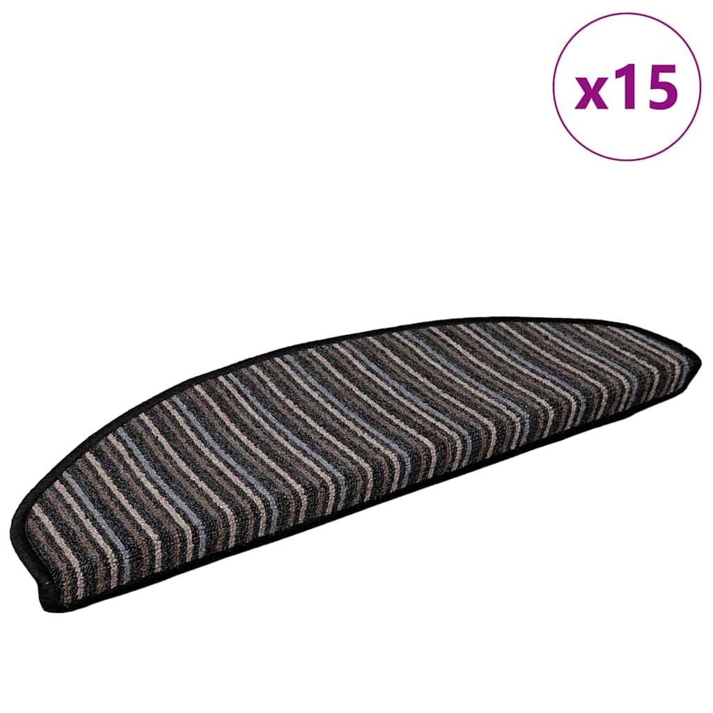 Savaime prilipantys laiptų kilimėliai 15 pcs Antracitas