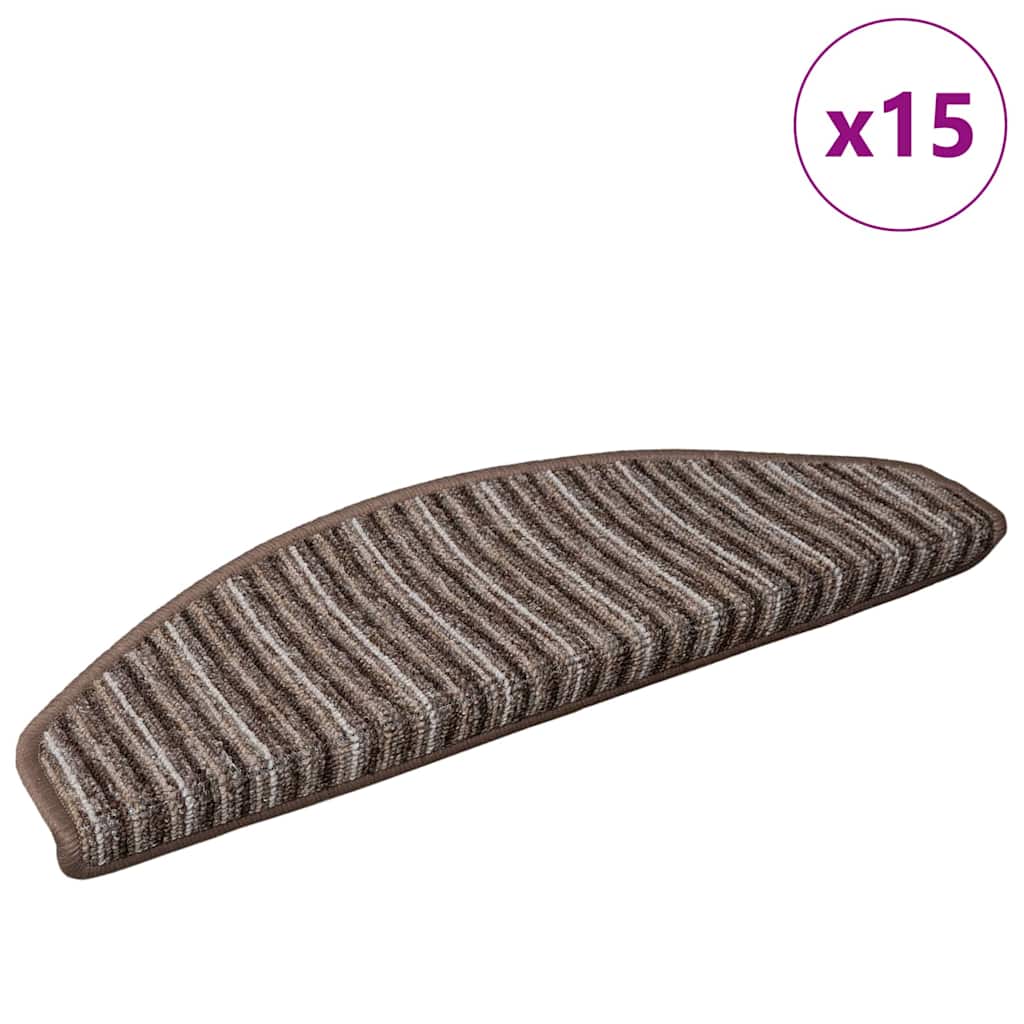 Savaime prilipantys laiptų kilimėliai 15 pcs Ruda