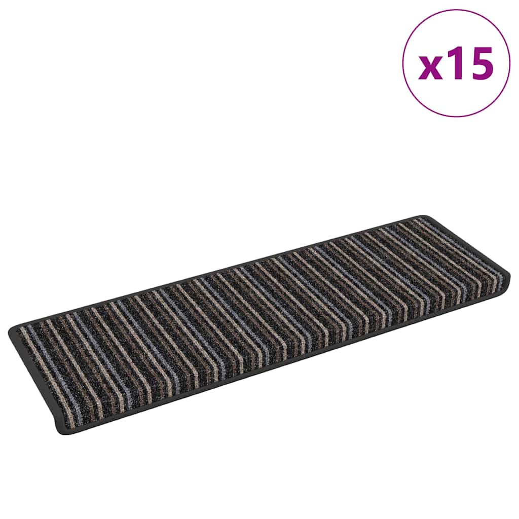 Savaime prilipantys laiptų kilimėliai 15 pcs Antracitas