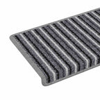 Savaime prilipantys laiptų kilimėliai Dryžuotas 15 pcs Pilka
