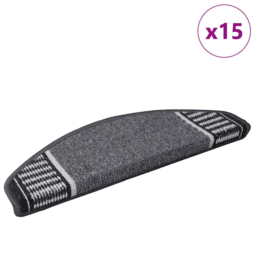 Savaime prilipantys laiptų kilimėliai 15 pcs Antracitas