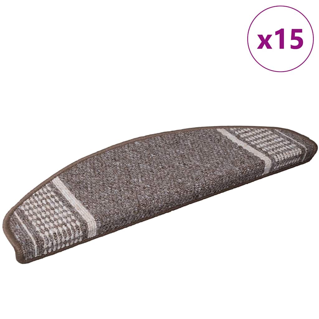 Savaime prilipantys laiptų kilimėliai Pusapvalis 15 pcs Ruda
