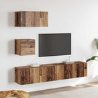 TV spintelių komplektas 3 pcs Senovinis medis Apdirbta mediena