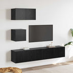 TV spintelių komplektas 3 pcs Juodas ąžuolas Apdirbta mediena