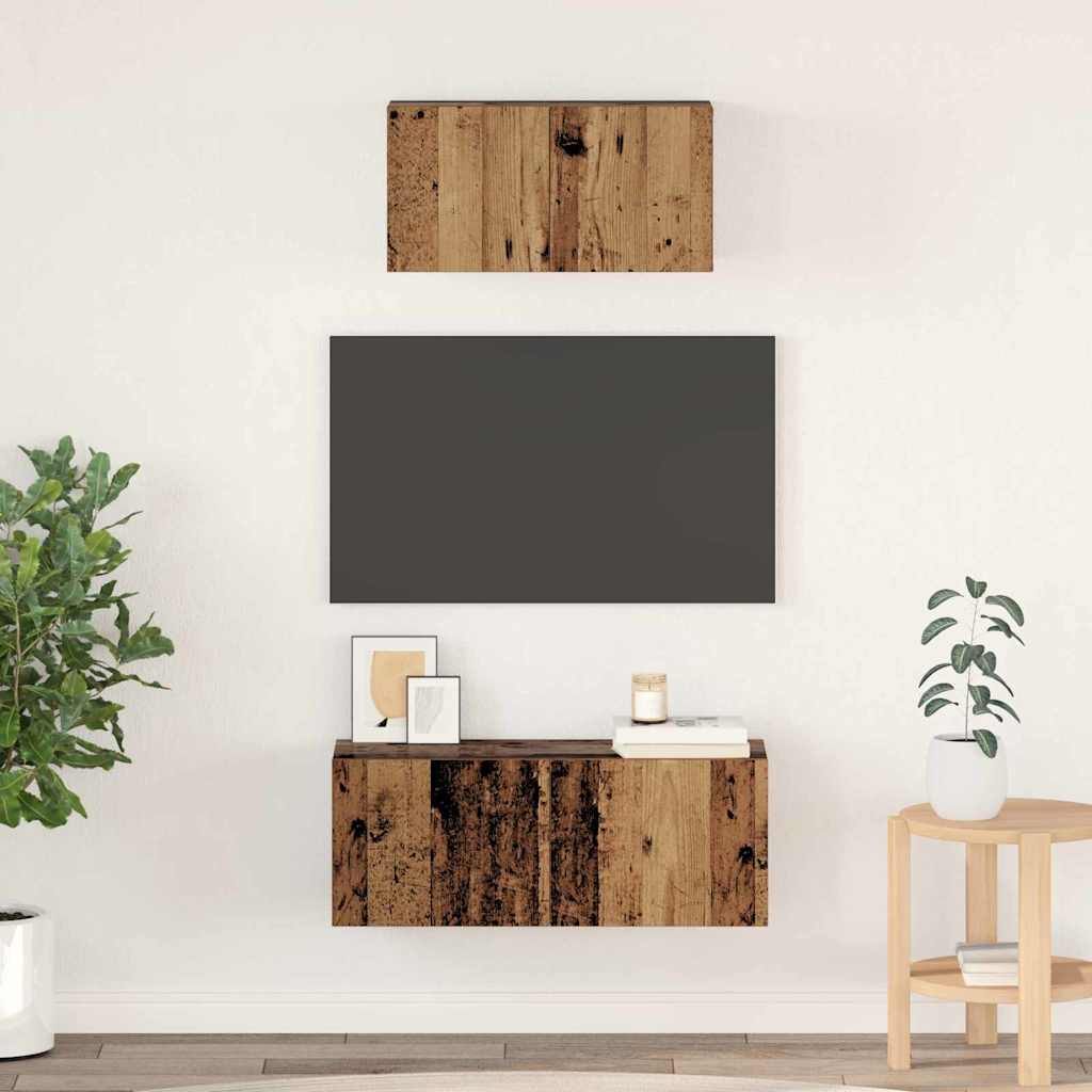 TV spintelių komplektas 2 pcs Senovinis medis Apdirbta mediena