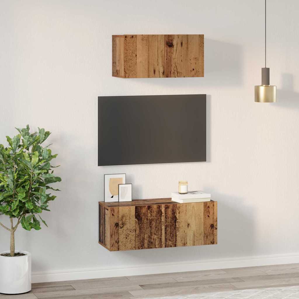 TV spintelių komplektas 2 pcs Senovinis medis Apdirbta mediena