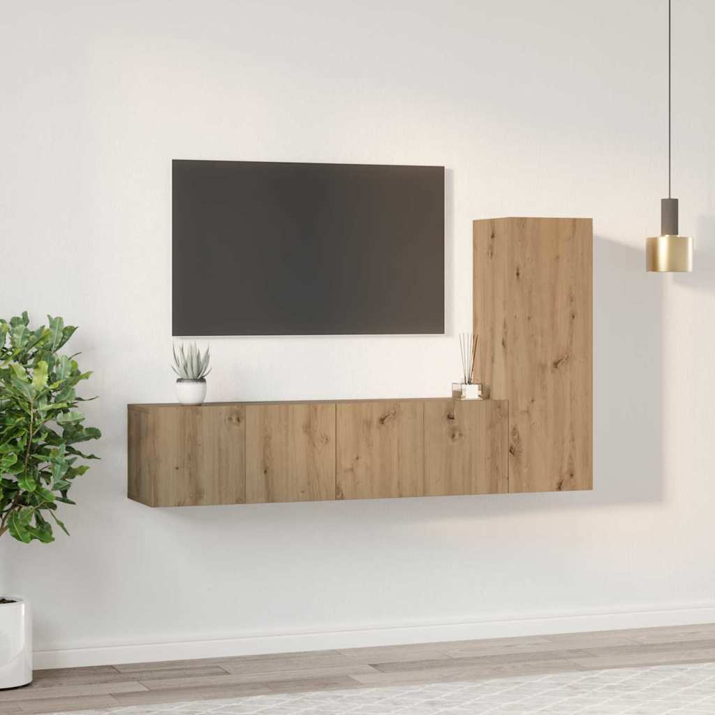 TV spintelių komplektas 3 pcs Amatininkų ąžuolas