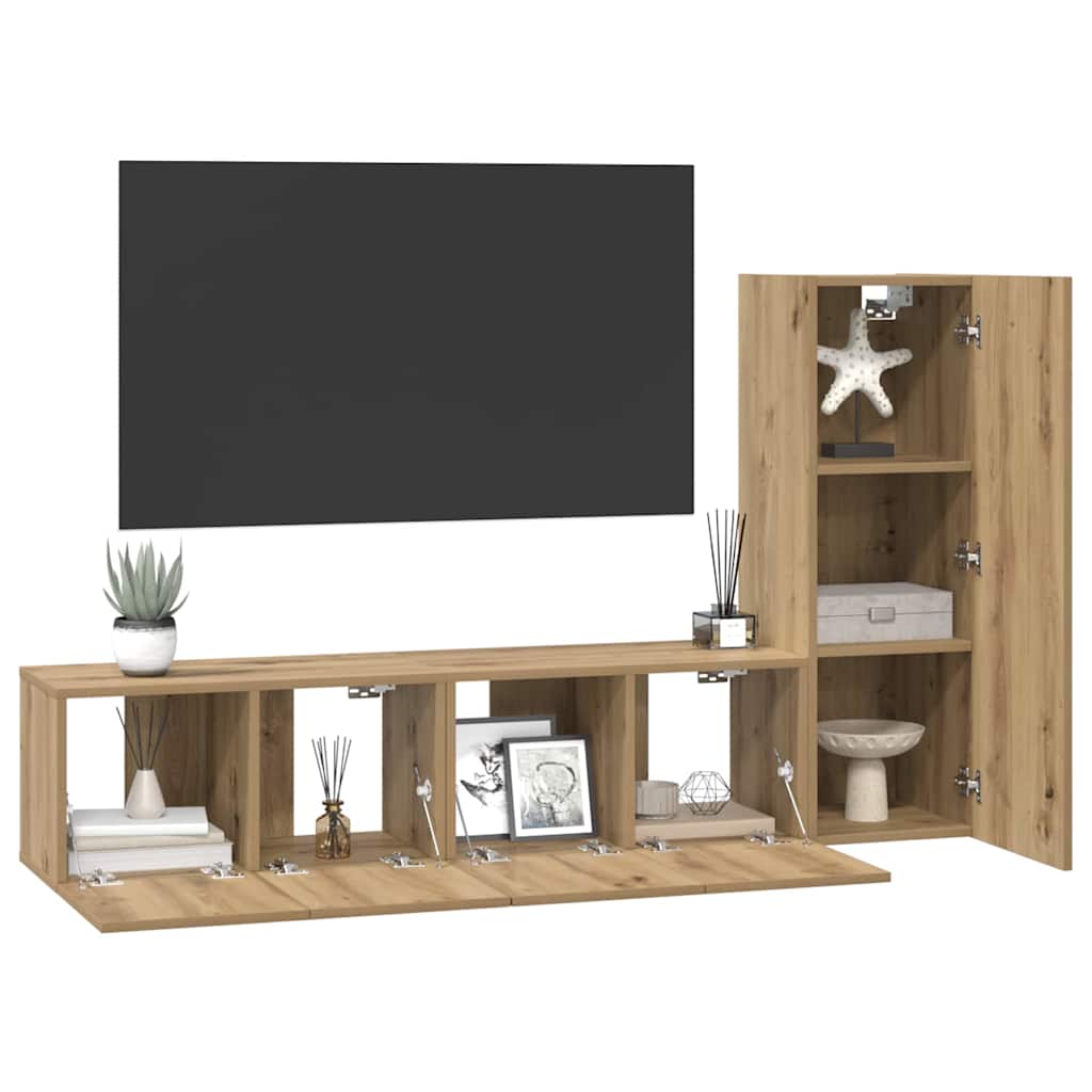 TV spintelių komplektas 3 pcs Amatininkų ąžuolas