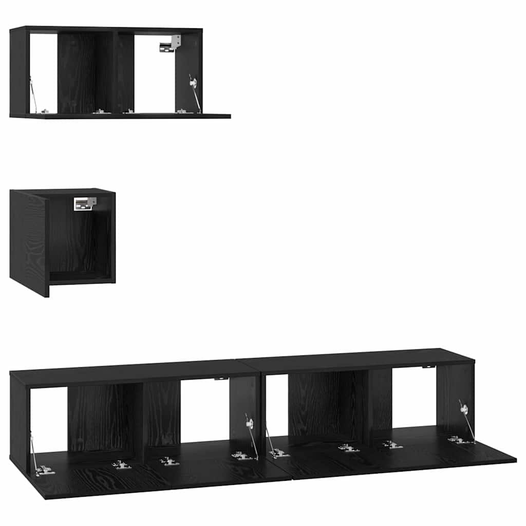 TV spintelių komplektas 4 pcs Juodas ąžuolas Apdirbta mediena